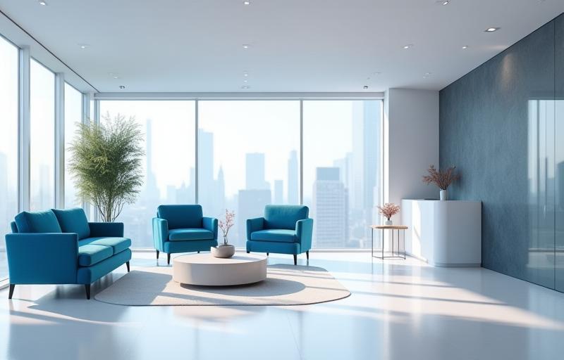 Modern professional office interior representing Swiss Digital Wealth GmbH