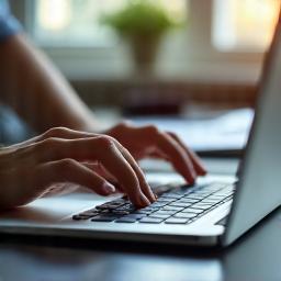 Hands working on a laptop