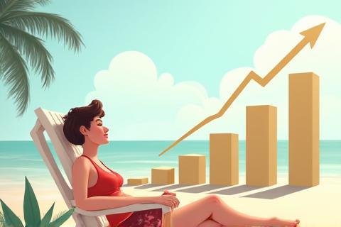 Person relaxing while money grows