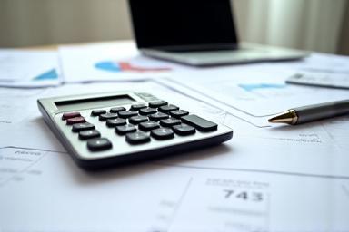 Calculator and financial documents